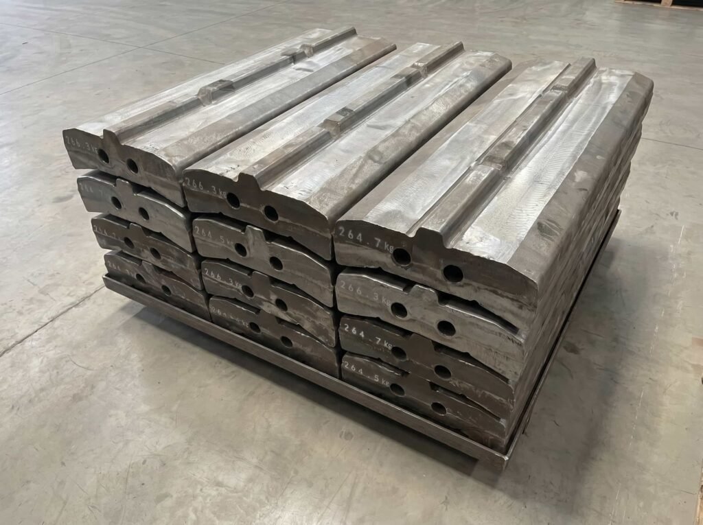 martensitic-ceramic-blow-bars-stacked-angle stacked martensitic ceramic impact crusher blow bars showing bulk production for high impact and wear resistance