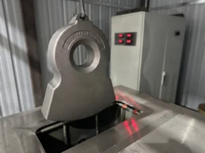 crusher-hammer-magnetic-particle-inspection Crusher hammer undergoing magnetic particle inspection for quality control