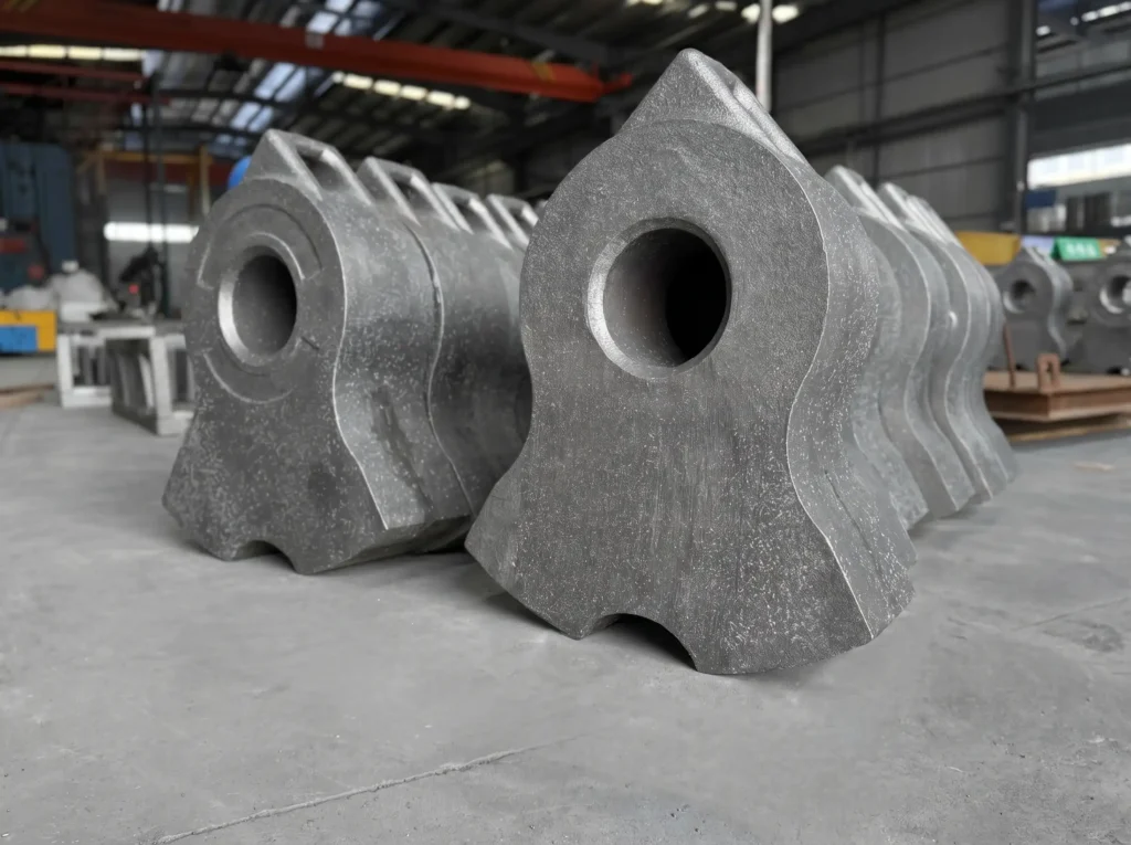 Large shredder hammer castings for industrial metal shredders