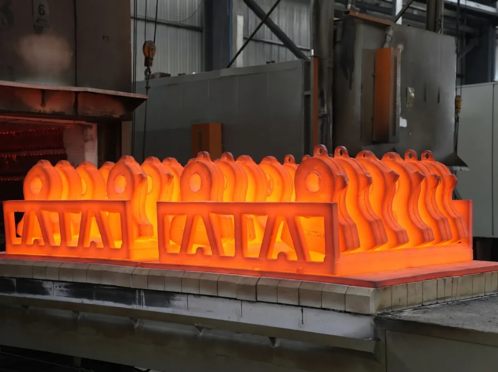 manganese-tic-insert-crusher-hammers-heat-treatment Manganese with TiC insert crusher hammers during heat treatment process