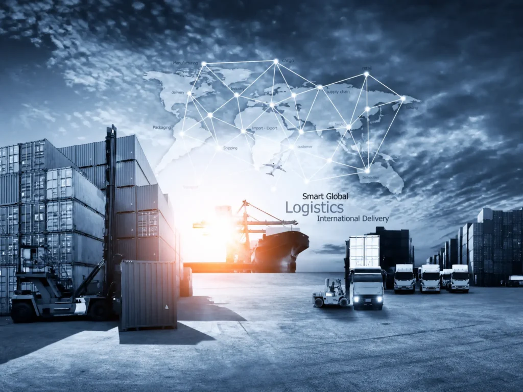 Global supply chain and international logistics network supporting worldwide crusher wear parts distribution
