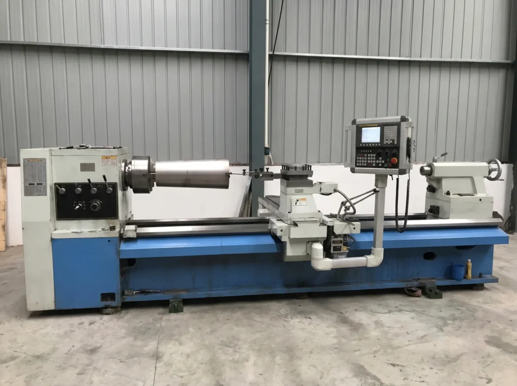 Precision CNC turning of metal components in MineVant manufacturing workshop