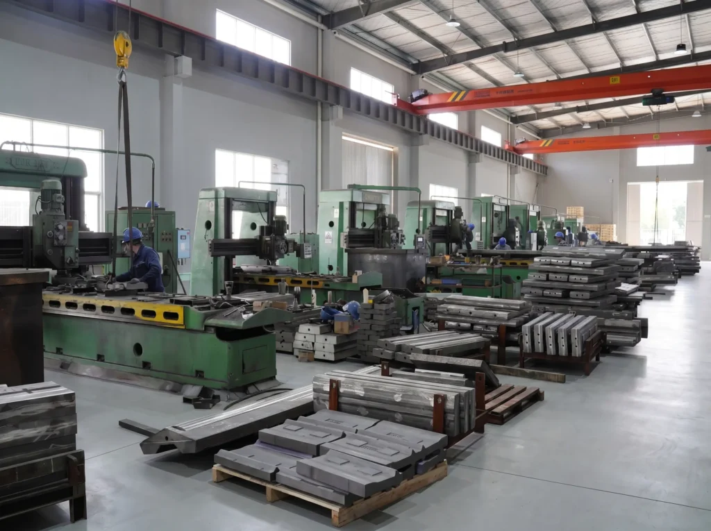 Precision CNC machining workshop for crusher wear parts manufacturing