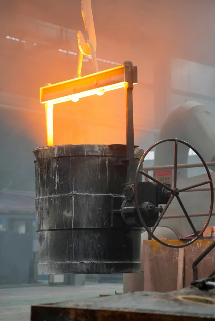 Foundry molten metal casting process for crusher wear parts production