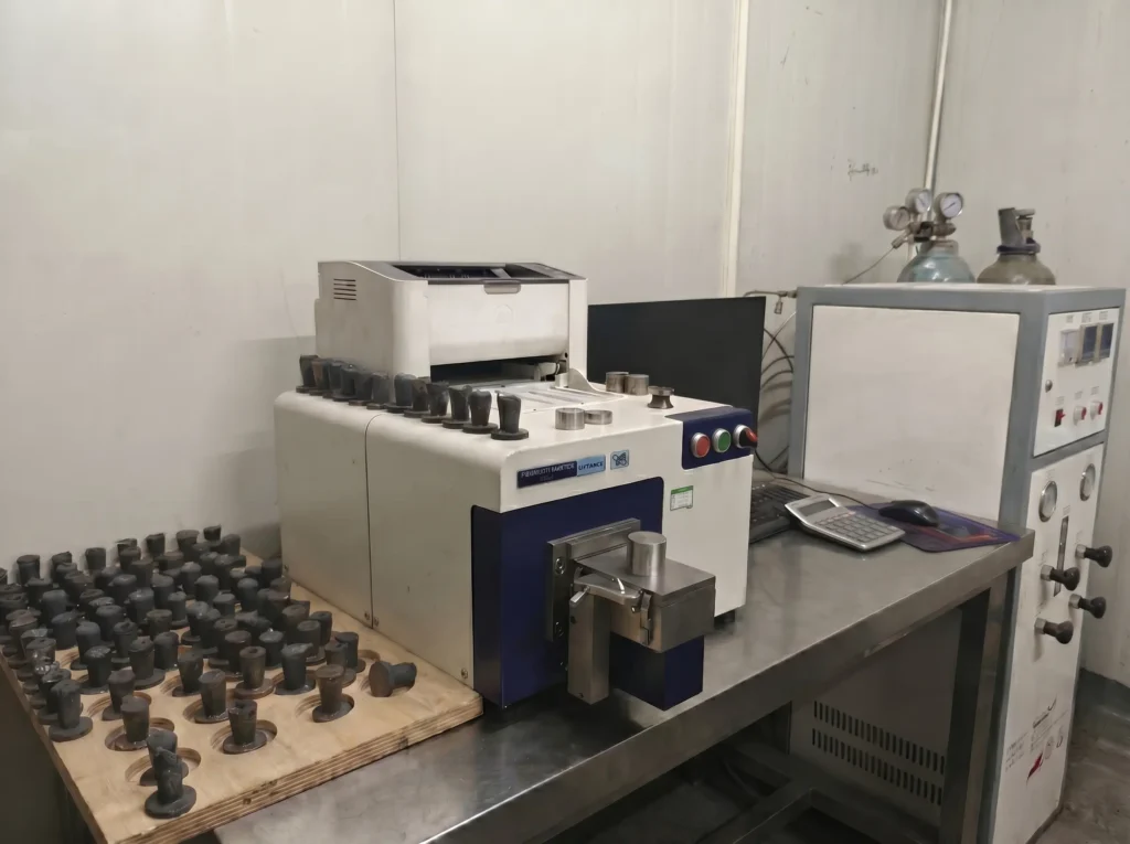 Material composition analysis using spectrometer in quality inspection laboratory